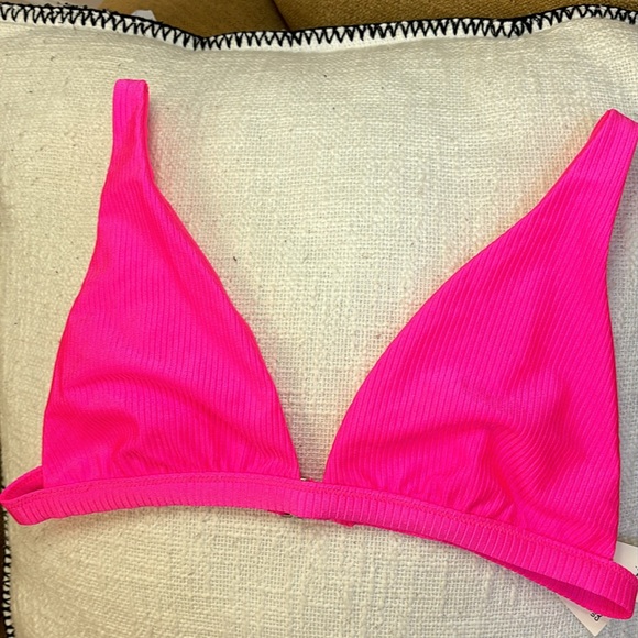 NWT Aerie Shine Ribbed Plunge Triangle Bikini Swim Top - Picture 6 of 13